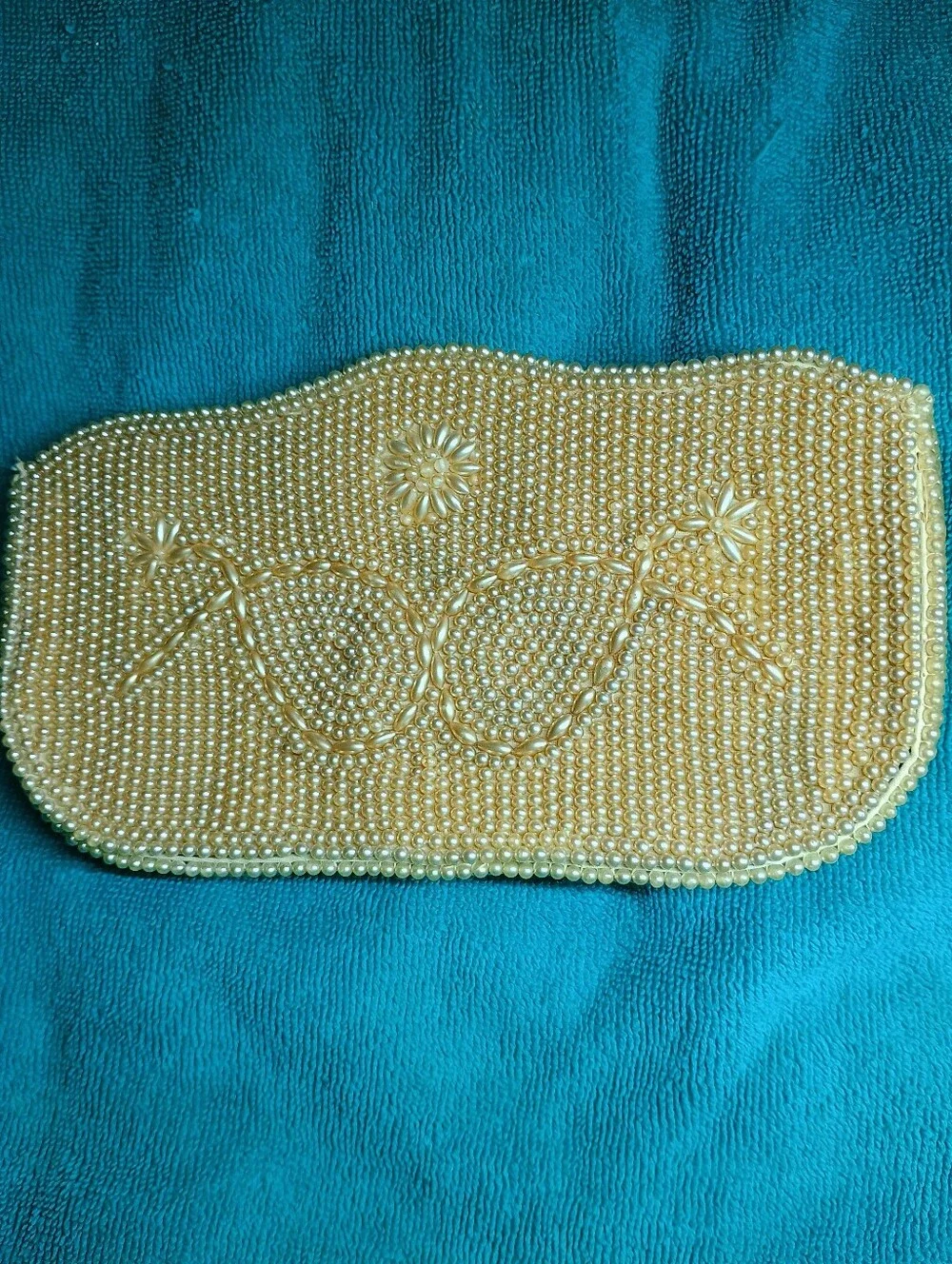 Vintage Faux-pearl Beaded Evening Clutch 1940-50's Era